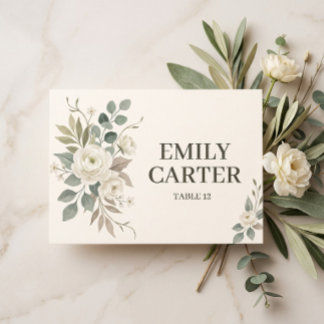 Carte De Placement Sage Green Botanical Wedding Place Card