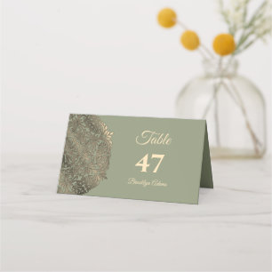 Carte De Placement Sage Green et Gold Elegant Mariage de luxe
