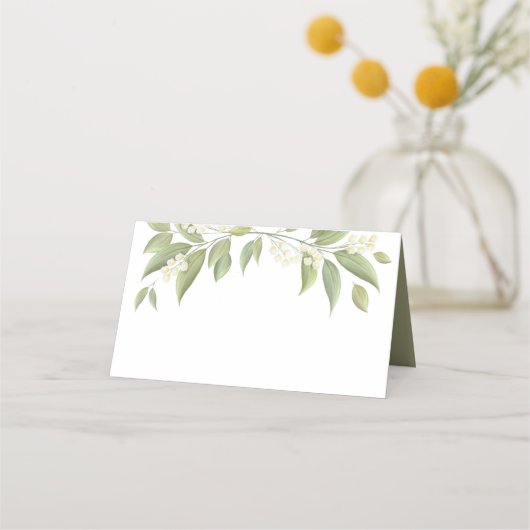 Carte De Placement Sage Green Foliage Mariage Élégant Numéro de table (Dos)