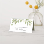 Carte De Placement Sage Green Foliage Mariage Élégant Numéro de table (Devant)
