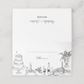 Carte De Placement Sage Green main tiré Merci Mariage Whimsical (Extérieur déplié)