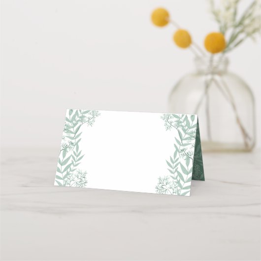 Carte De Placement Sage Green Mariage Vintage Botanique (Devant)
