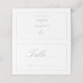 Carte De Placement Sage Green Monogramme Script Mariage Numéro de tab (Extérieur déplié)
