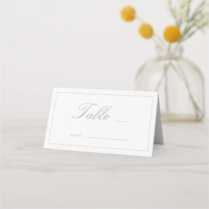 Carte De Placement Sage Green Monogramme Script Mariage Numéro de tab