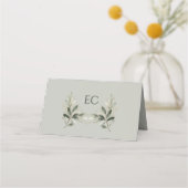 Carte De Placement Sage Green Olive Branch Monogram Wedding Table  (Dos)