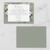 Carte De Placement Sage Green String éclaire le Merci Mariage Floral (Devant / Derrière)