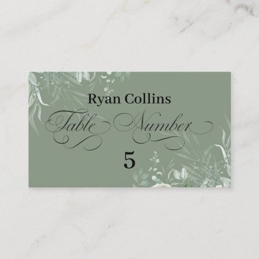 Carte De Placement Sage Green Wedding Place Cards | Elegant Greenery (Devant)