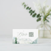 Carte De Placement Sage Mountain Forest Rustic QR code Details (Debout devant)
