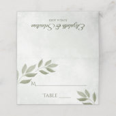 Carte De Placement Sage vert désir Feuilles Élégant mariage écriture (Extérieur déplié)