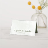 Carte De Placement Sage vert désir Feuilles Élégant mariage écriture (Dos)
