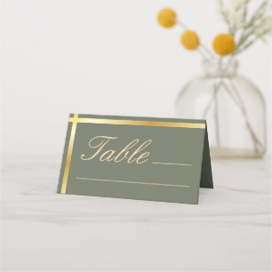 Carte De Placement Sage Vert et Golden Stripe Mariage moderne