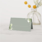 Carte De Placement Sage Vert Floral Verdure Mariage plié (Devant)