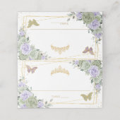 Carte De Placement Sage Vert violet Rose Floral Quinceañera Anniversa (Extérieur déplié)