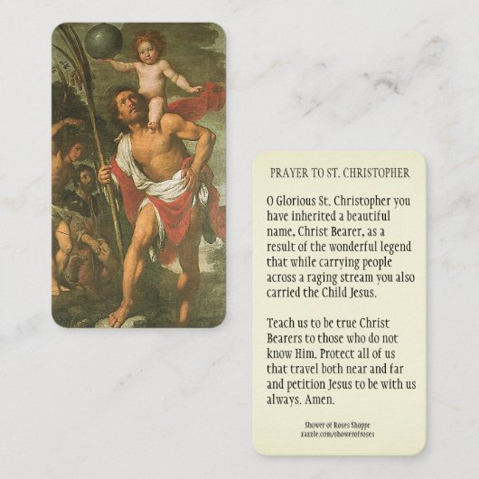 Carte De Placement Saint Christopher Jésus Prière religieuse catholiq (Devant / Derrière)