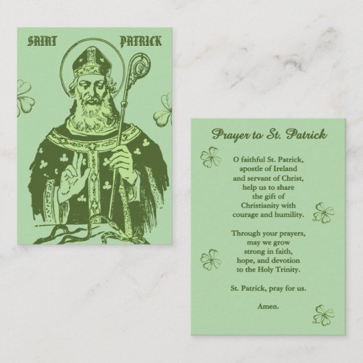 Carte De Placement Saint Patrick Prayer Card – Catholic Devotional (Devant / Derrière)