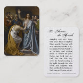 Carte De Placement Saint Thomas l'Apôtre Prière catholique Religieux (Devant / Derrière)