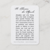 Carte De Placement Saint Thomas l'Apôtre Prière catholique Religieux (Dos)