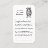 Carte De Placement Sainte-Dame de Guadalupe (Dos)