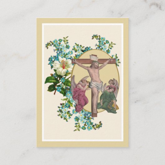 Carte De Placement Sainte Eau Prière catholique Jésus avec les anges (Dos)