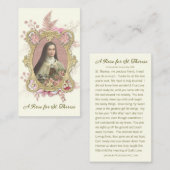 Carte De Placement Sainte Thérèse Carmélite Nun Rose Poème Religieux (Devant / Derrière)