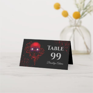 Carte De Placement Scary Rouge floral foncé moody gothique crâne Hall