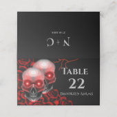 Carte De Placement Scary Rouge floral foncé moody gothique crâne Hall (Extérieur déplié)