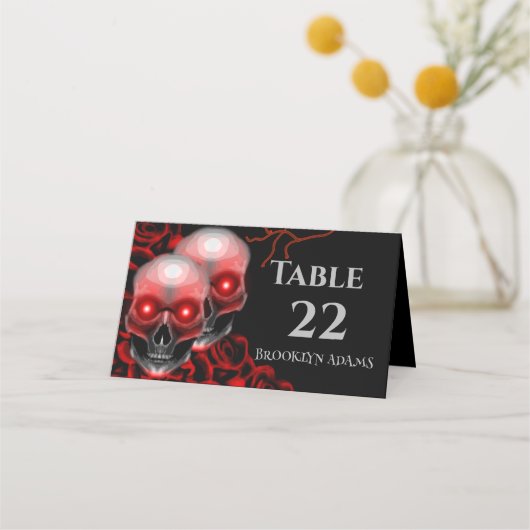 Carte De Placement Scary Rouge floral foncé moody gothique crâne Hall (Devant)