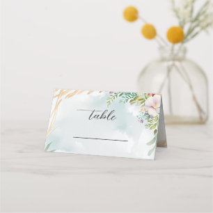 Carte De Placement Scène de mariage estival de plage à l'aquarelle fl