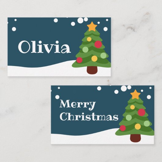 Carte De Placement Scène de neige Noël (Devant / Derrière)