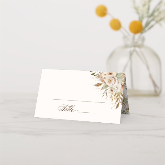 Carte De Placement Script botanique Rose d'automne rustique (Dos)