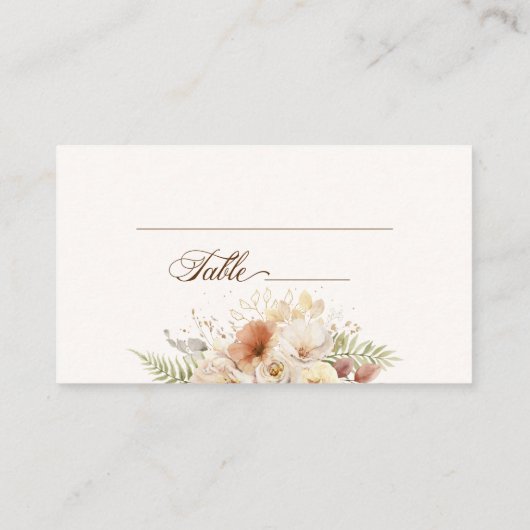 Carte De Placement Script botanique Rose d'automne rustique (Dos)