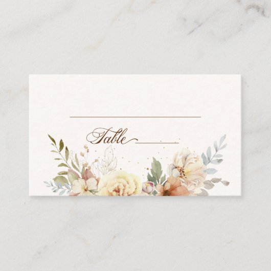 Carte De Placement Script botanique Rose d'automne rustique (Devant)