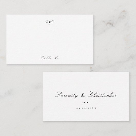 Carte De Placement Script classique élégant Mariage simple (Devant / Derrière)