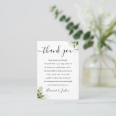 Carte De Placement Script de remerciement de mariage aux feuilles de  (Debout devant)