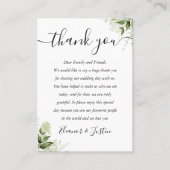 Carte De Placement Script de remerciement de mariage aux feuilles de  (Devant)