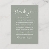 Carte De Placement Script de signature Mariage Sage Merci (Devant)