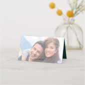 Carte De Placement Script Et Photo Or Élégants | Mariage vert (Dos)