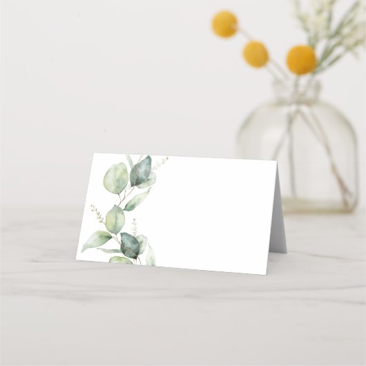 Carte De Placement Script floral Eucalyptus Mariage vert (Dos)