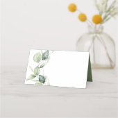 Carte De Placement Script floral Eucalyptus Mariage vert (Dos)
