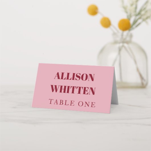 Carte De Placement Script manuscrit rose et rouge Mariage personnalis (Devant)