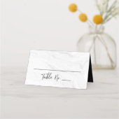 Carte De Placement Script Marbre blanc moderne | MARIAGE (Devant)