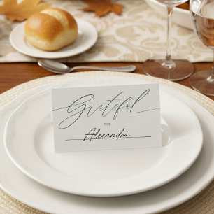 Carte De Placement Script Minimaliste Vert Gratuit Pour Thanksgiving