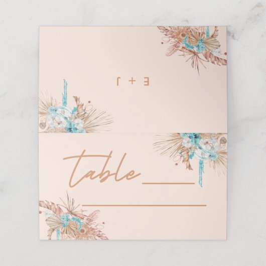 Carte De Placement Script moderne Earthy Brown Floral Mariage (Extérieur déplié)