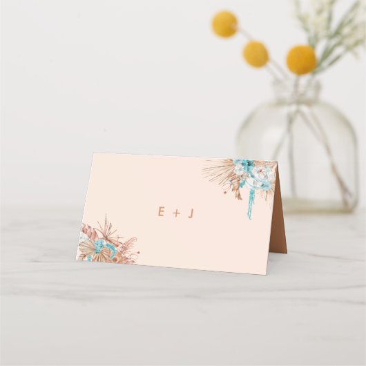 Carte De Placement Script moderne Earthy Brown Floral Mariage (Dos)