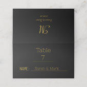 Carte De Placement Script moderne Noir & Or Noms Date Mariage (Extérieur déplié)