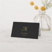 Carte De Placement Script moderne Noir & Or Noms Date Mariage (Dos)