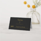 Carte De Placement Script moderne Noir & Or Noms Date Mariage (Devant)