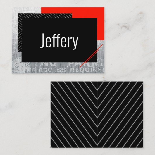 Carte De Placement Script simple, noir, gris, bande blanche (Devant / Derrière)