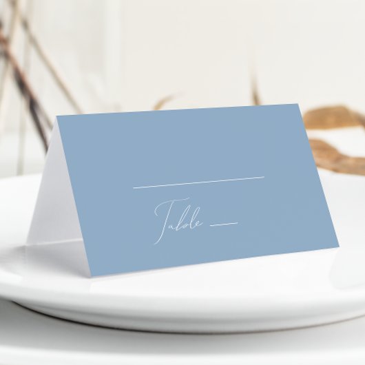 Carte De Placement Script Whimsical | Bleu Duché plié