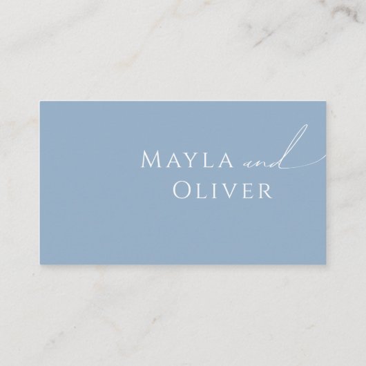 Carte De Placement Script Whimsical | Dusty Blue Flat Mariage (Dos)